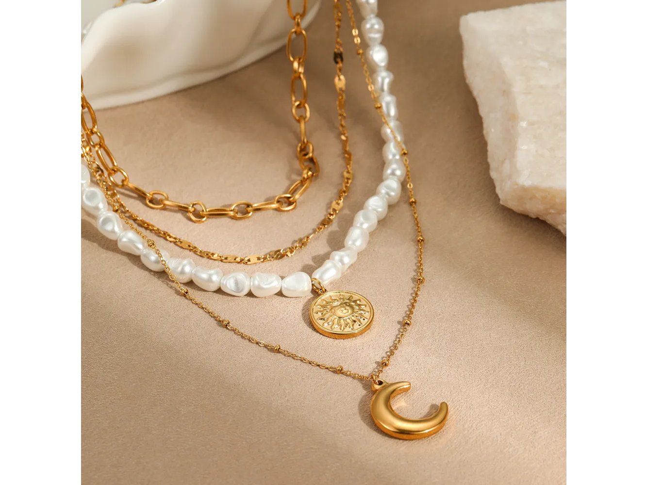 Goudkleurige Gelaagde Damesketting